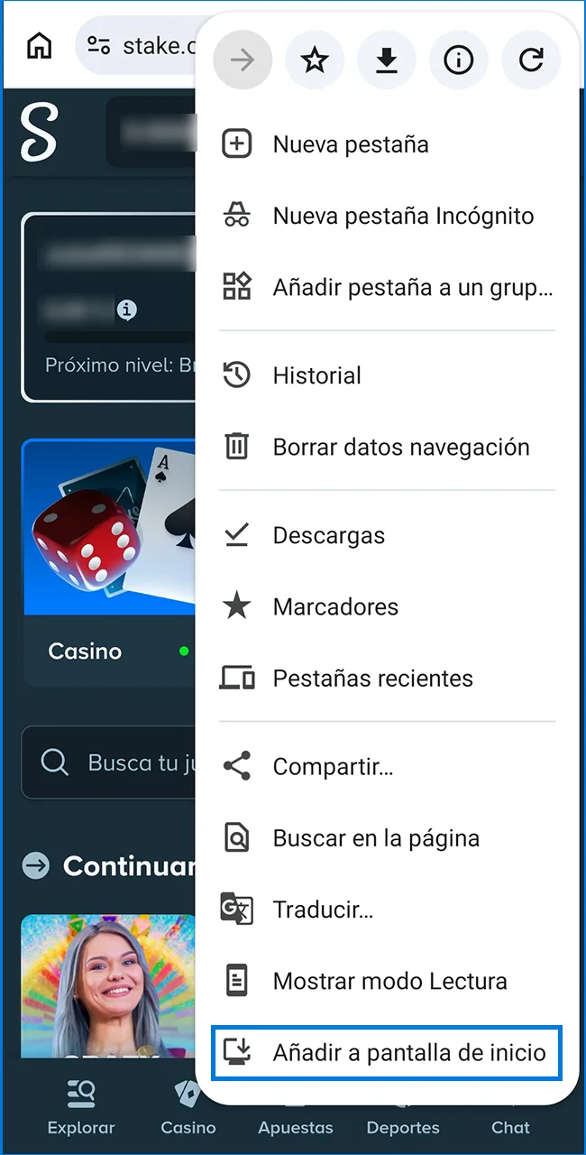 Agregue la aplicación de Stake a su inicio hoy.